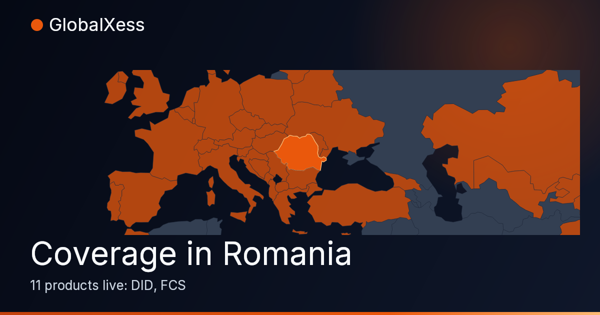 Map highlighting GlobalXess coverage in Romania