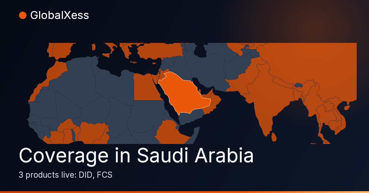 Map highlighting GlobalXess coverage in Saudi Arabia