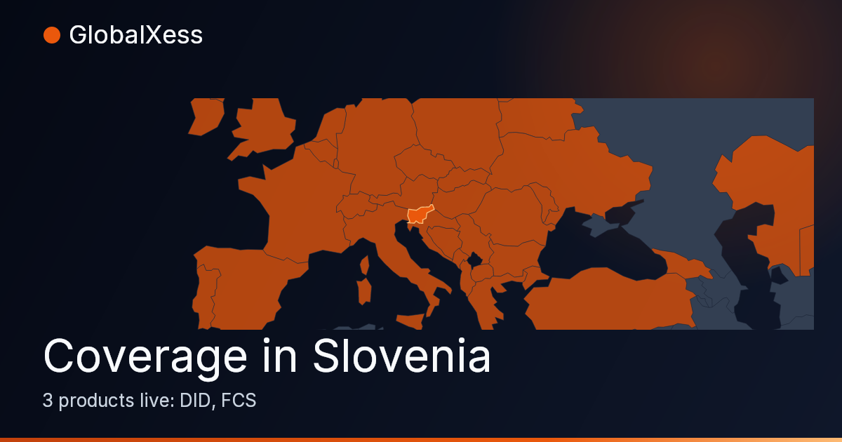 Map highlighting GlobalXess coverage in Slovenia