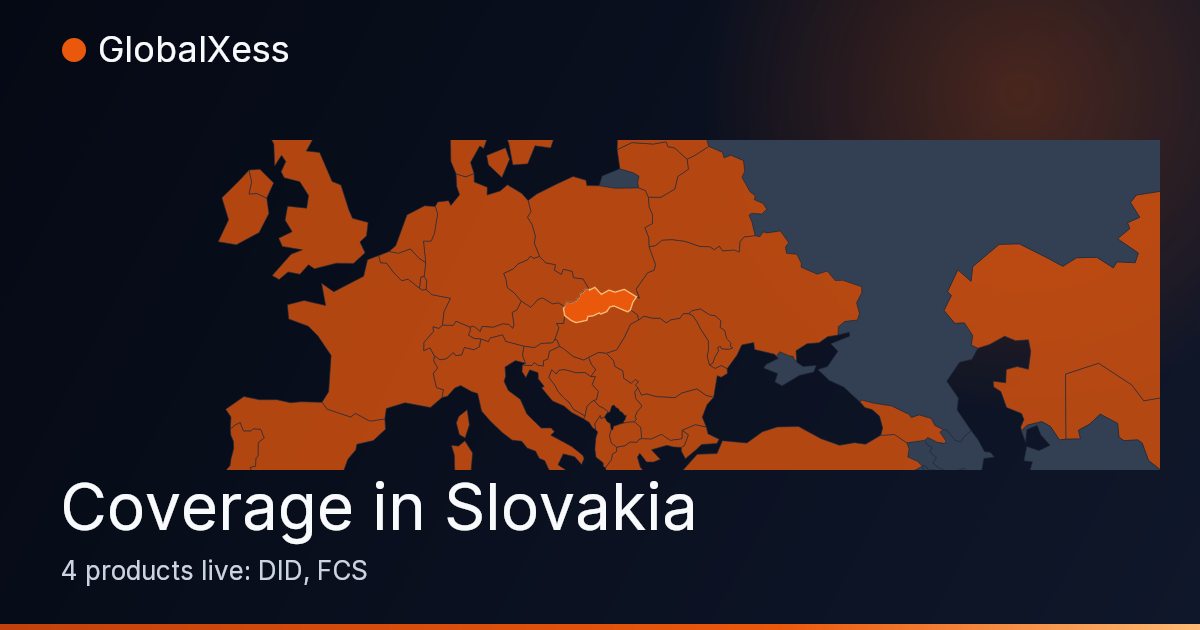 Map highlighting GlobalXess coverage in Slovakia