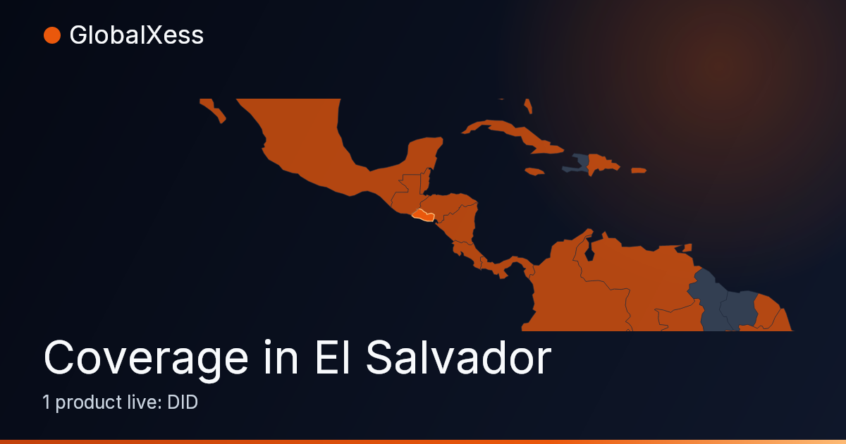 Map highlighting GlobalXess coverage in El Salvador