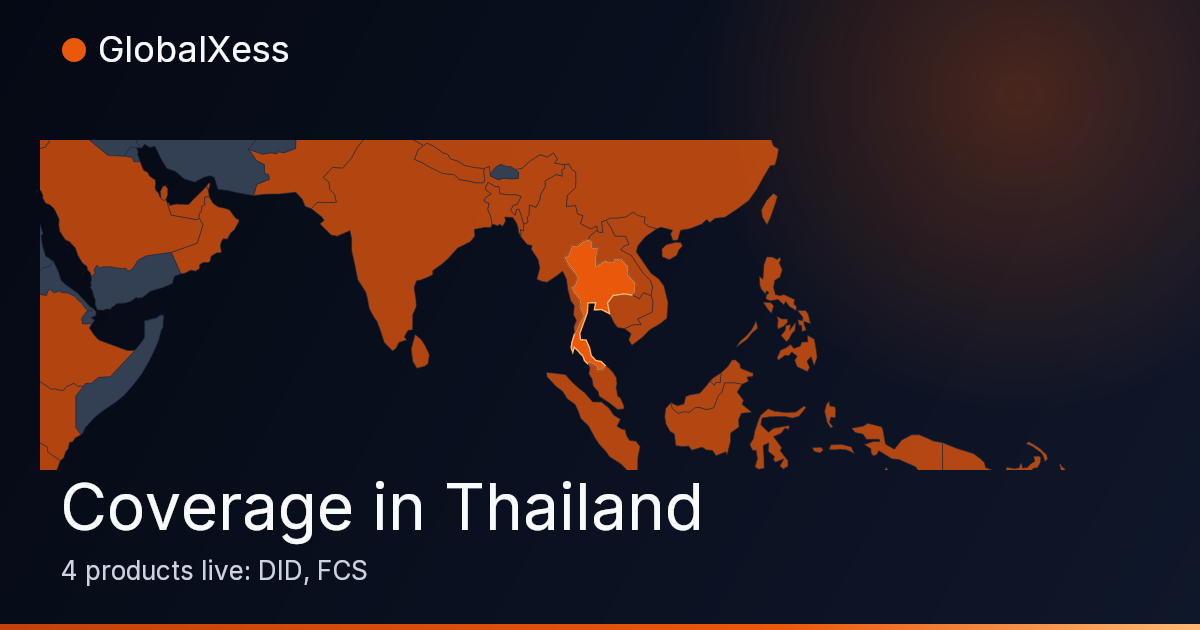 Map highlighting GlobalXess coverage in Thailand