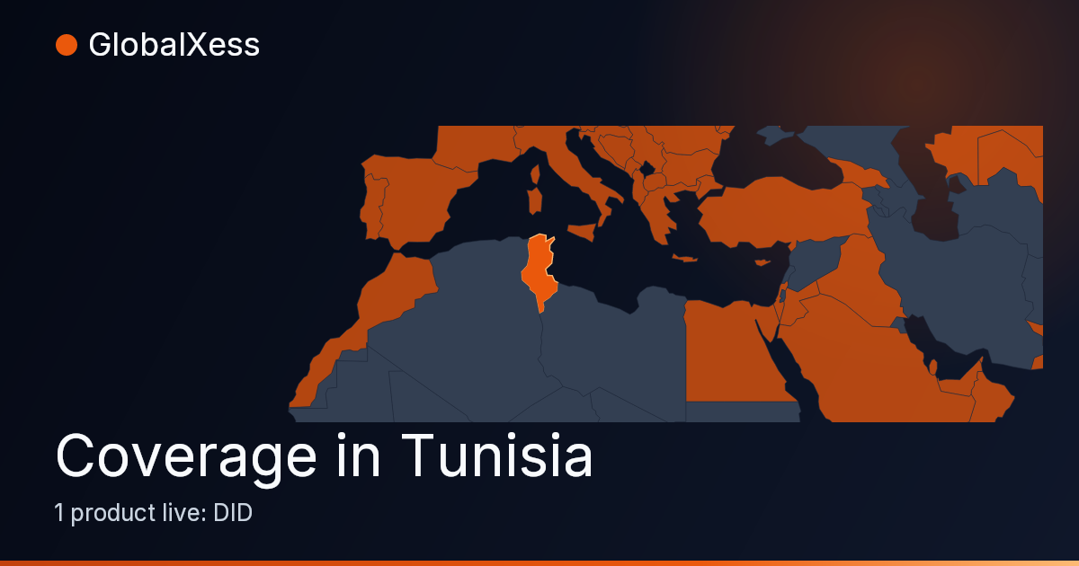 Map highlighting GlobalXess coverage in Tunisia