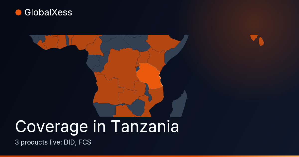 Map highlighting GlobalXess coverage in Tanzania
