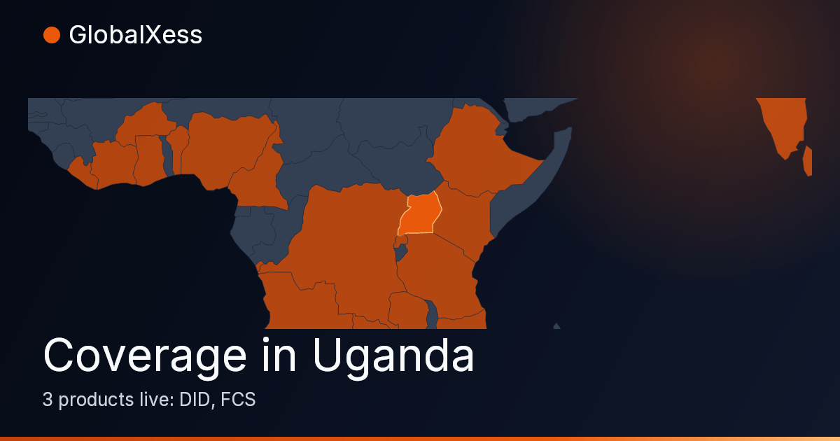Map highlighting GlobalXess coverage in Uganda