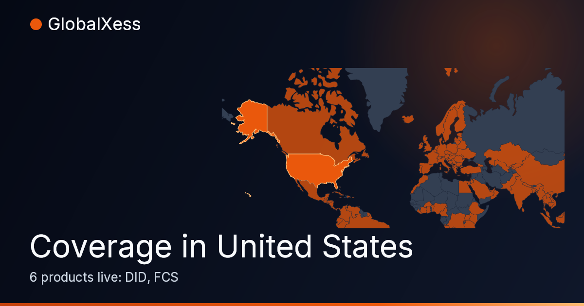 Map highlighting GlobalXess coverage in United States