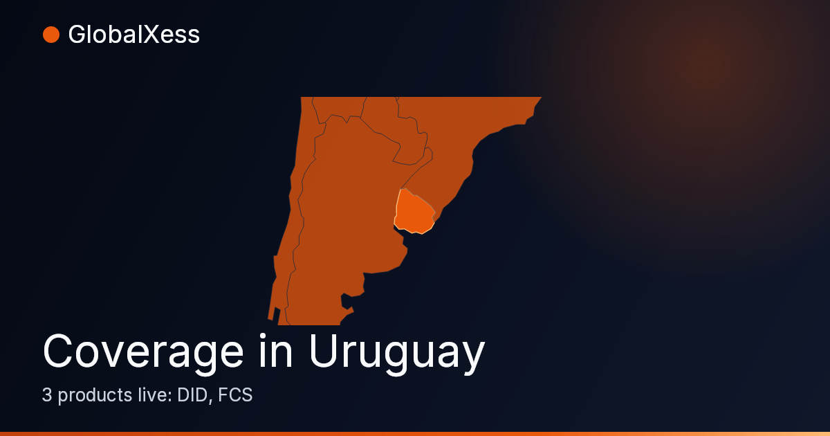 Map highlighting GlobalXess coverage in Uruguay