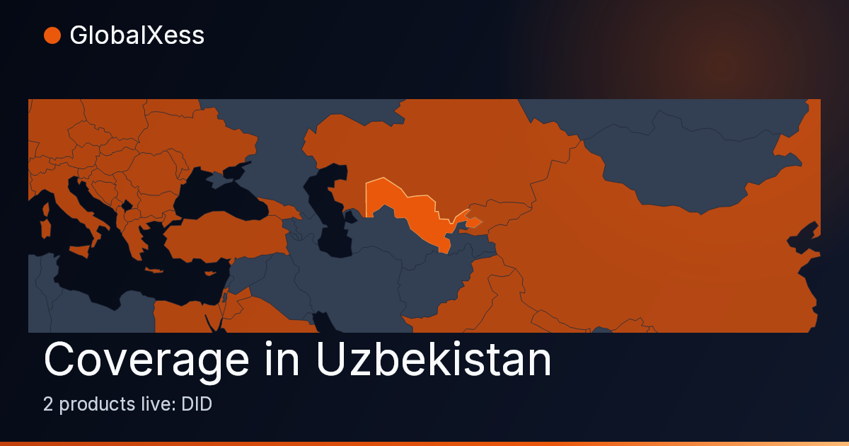Map highlighting GlobalXess coverage in Uzbekistan