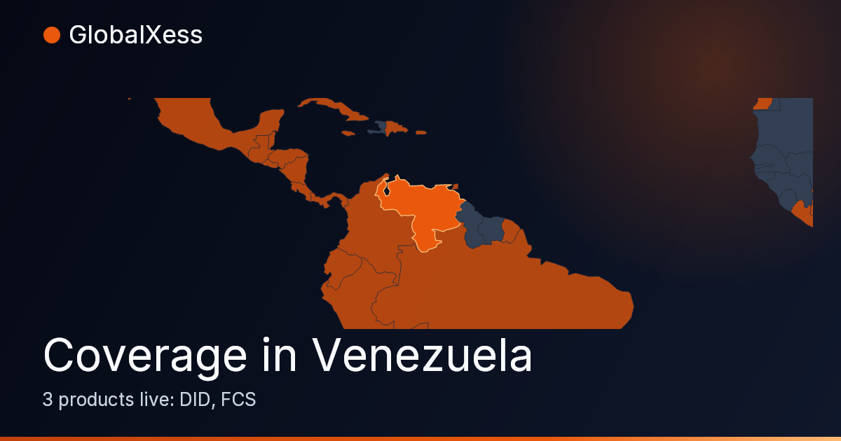 Map highlighting GlobalXess coverage in Venezuela